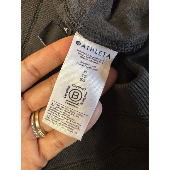 Athleta Sweatpants Balance Wide Leg Tencel Fleece Black Flare Women's XL 631950 - Picture 5 of 10